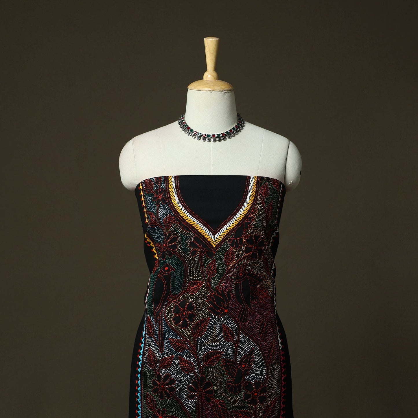 Bengal kantha hand embroidered cotton unstitched kurta