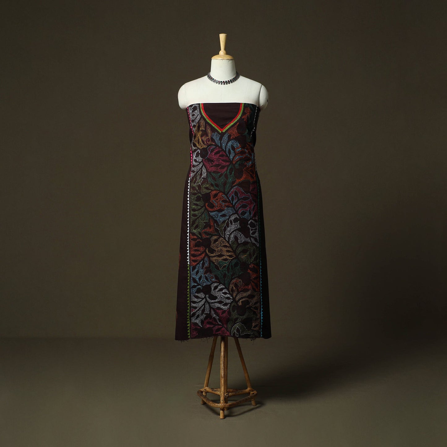 Bengal kantha hand embroidered cotton unstitched kurta