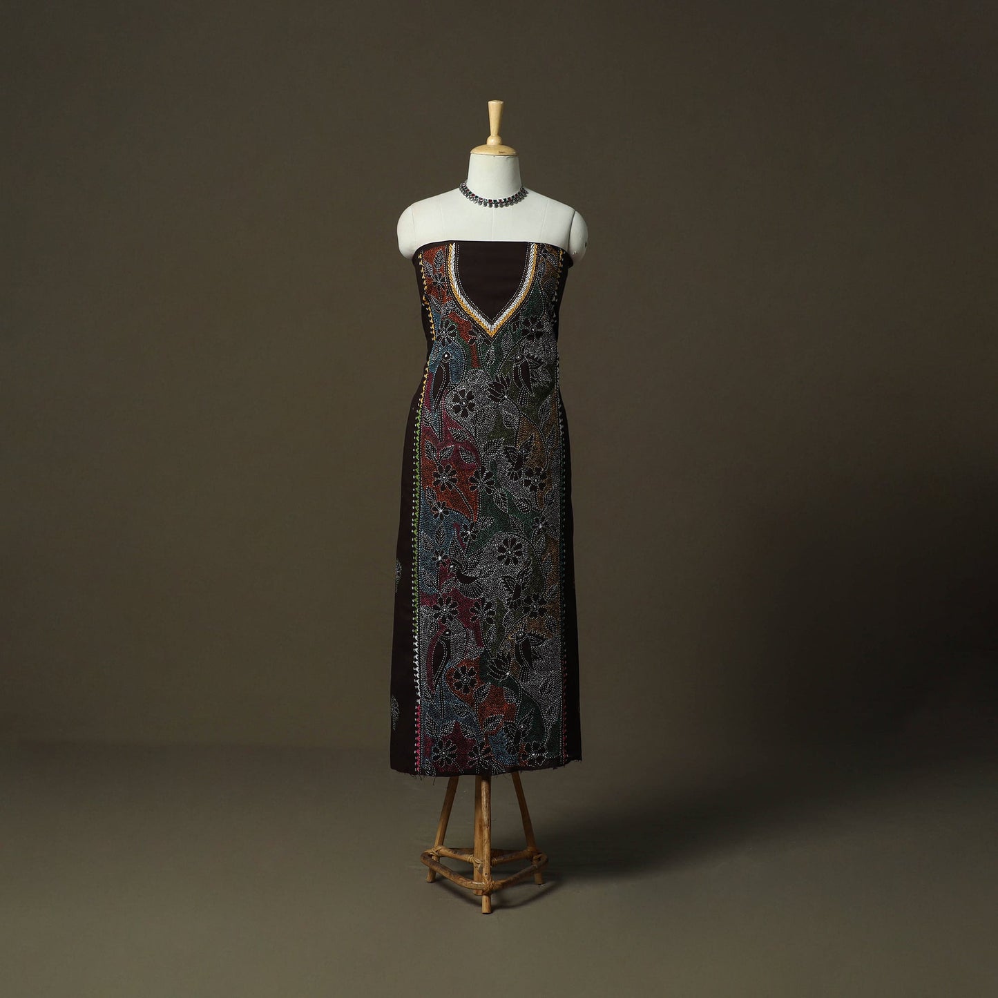 Bengal kantha hand embroidered cotton unstitched kurta