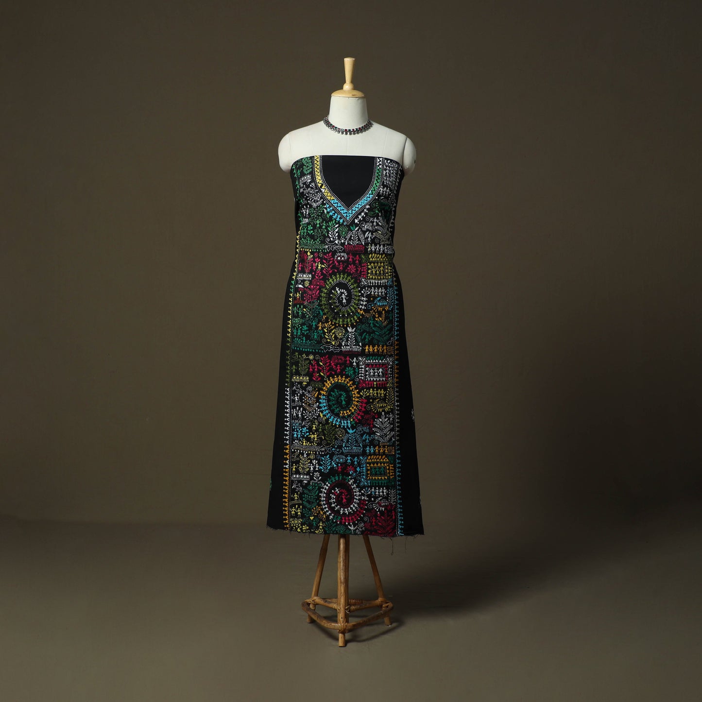 Bengal kantha hand embroidered cotton unstitched kurta