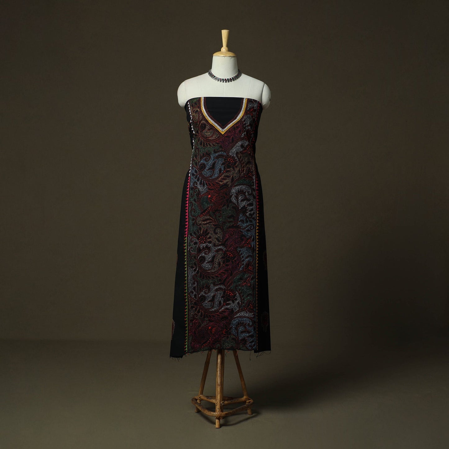 Bengal kantha hand embroidered cotton unstitched kurta