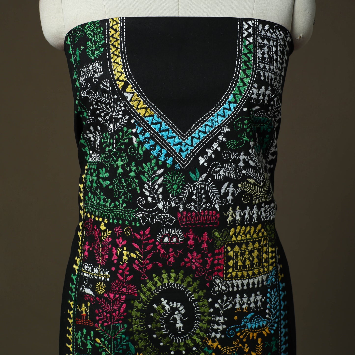 Bengal kantha hand embroidered cotton unstitched kurta