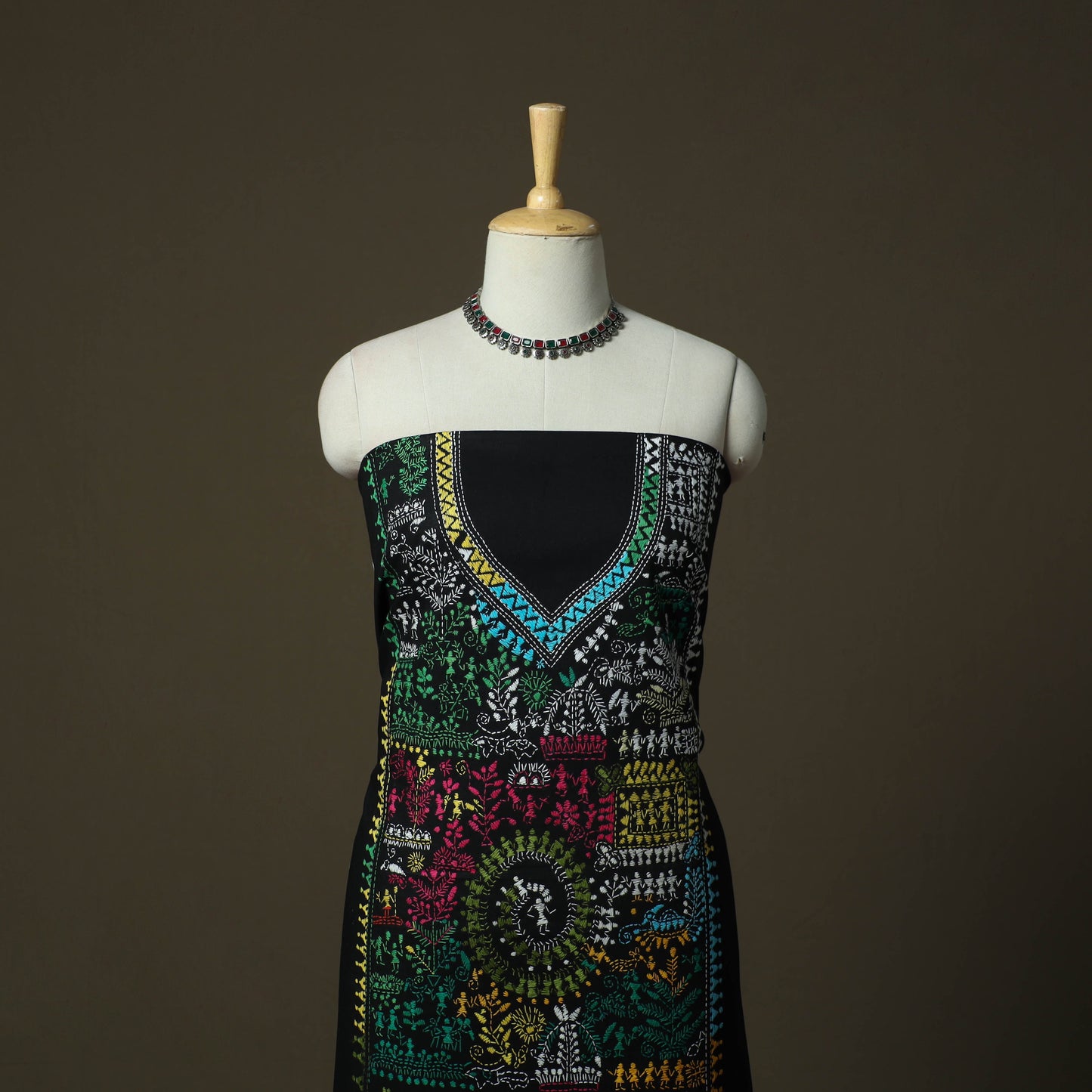 Bengal kantha hand embroidered cotton unstitched kurta