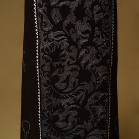 Black - bengal kantha hand embroidered unstitched kurta