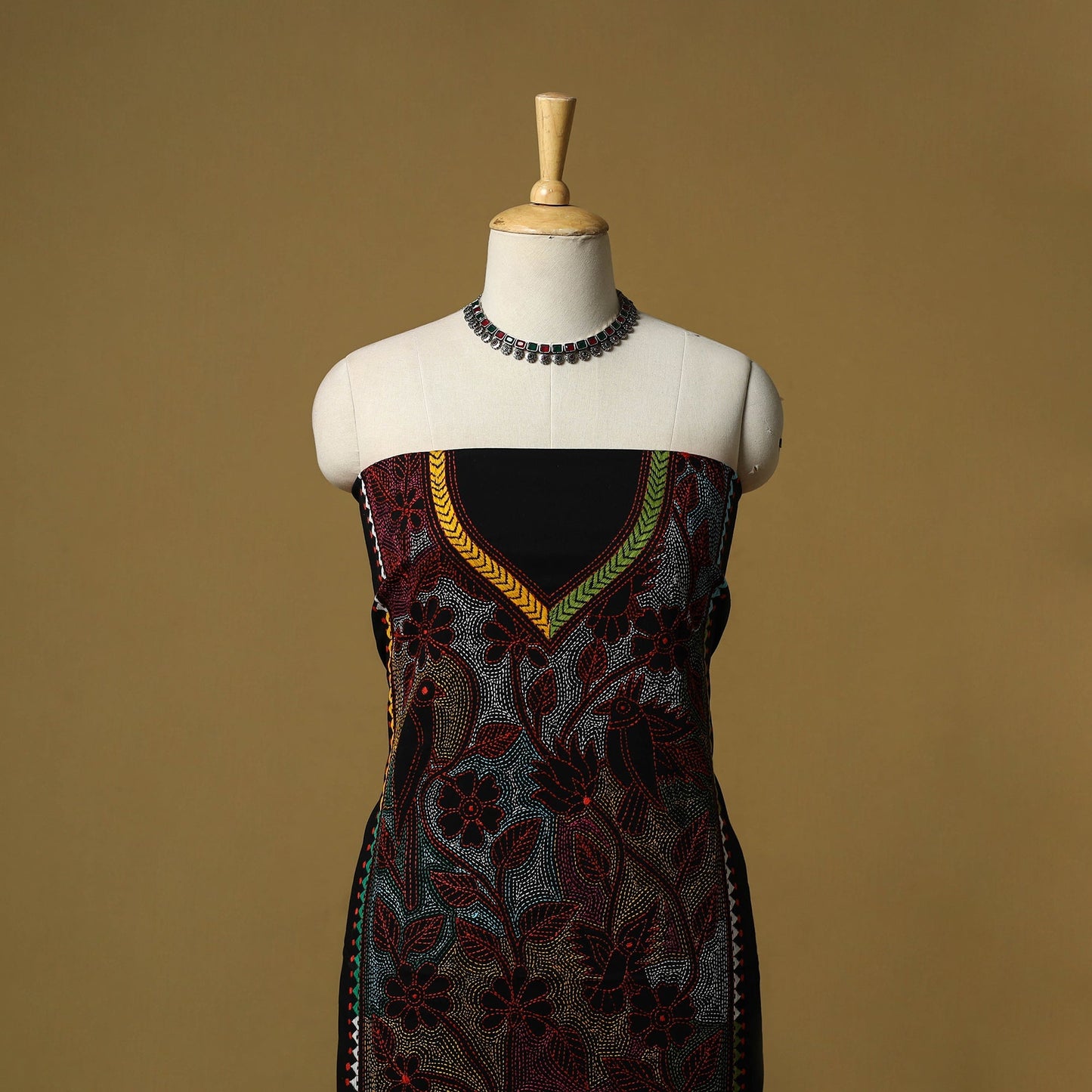Bengal kantha hand embroidered unstitched kurta material
