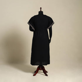 Black Bengal Kantha Hand Embroidery Cotton Kaftan (Long) 