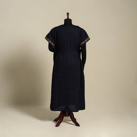 Black Bengal Kantha Hand Embroidery Cotton Kaftan (Long) 