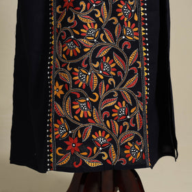 Black Bengal Kantha Hand Embroidery Cotton Kaftan (Long) 