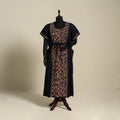 Black Bengal Kantha Hand Embroidery Cotton Kaftan (Long) 