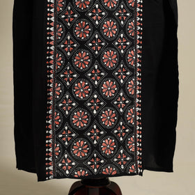 Black Bengal Kantha Hand Embroidery Cotton Kaftan (Long) 