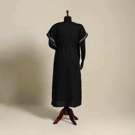 Black Bengal Kantha Hand Embroidery Cotton Kaftan (Long) 