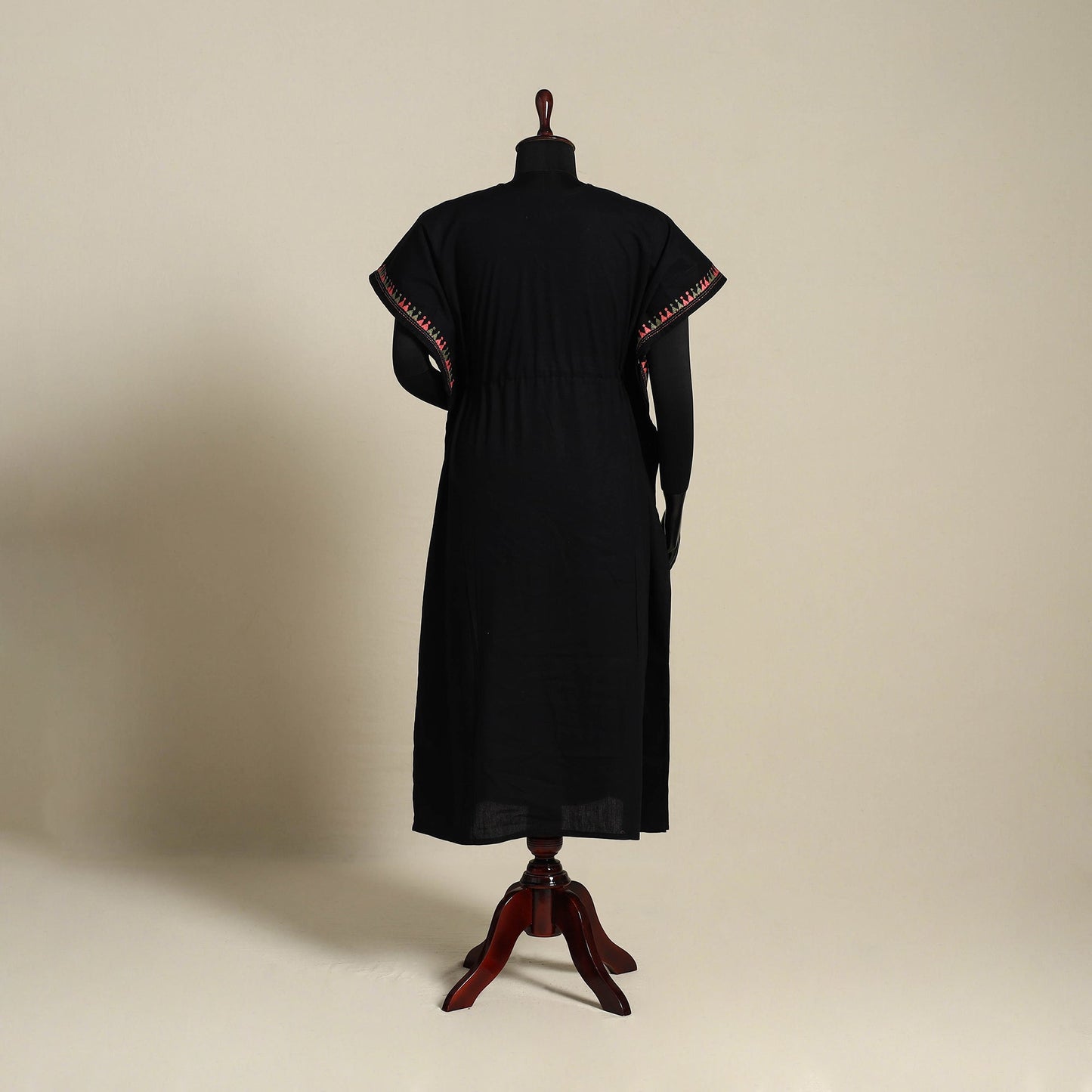 Black Bengal Kantha Hand Embroidery Cotton Kaftan (Long) 