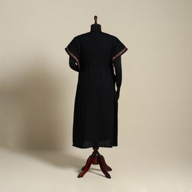 Black Bengal Kantha Hand Embroidery Cotton Kaftan (Long) 