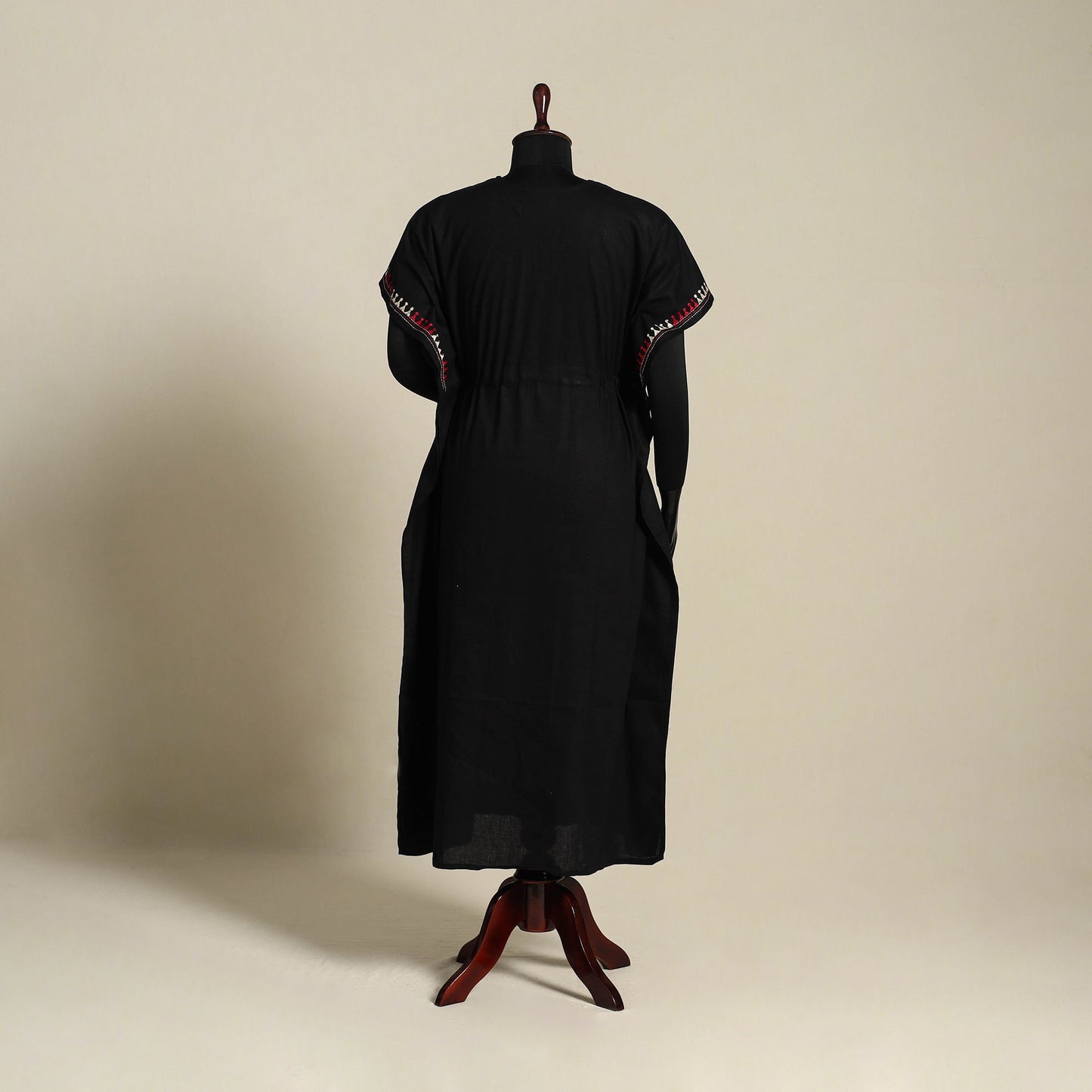 Black Bengal Kantha Hand Embroidery Cotton Kaftan (Long) 