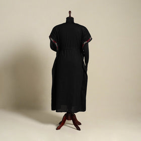 Black Bengal Kantha Hand Embroidery Cotton Kaftan (Long) 