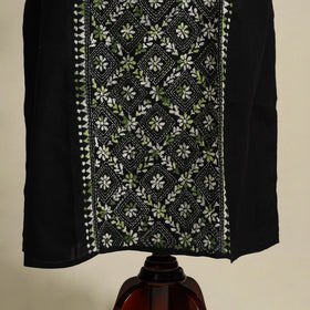 Black Bengal Kantha Hand Embroidery Cotton Kaftan (Long) 