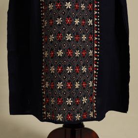 Black Bengal Kantha Hand Embroidery Cotton Kaftan (Long) 