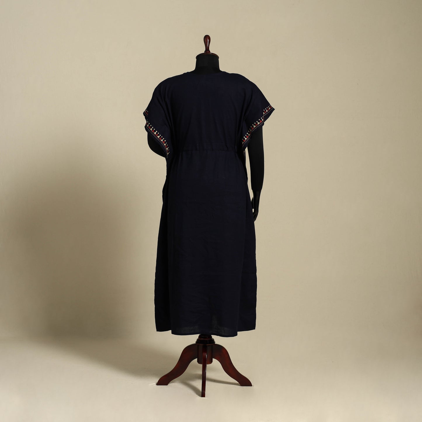 Black Bengal Kantha Hand Embroidery Cotton Kaftan (Long) 