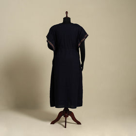 Black Bengal Kantha Hand Embroidery Cotton Kaftan (Long) 