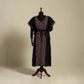 Black - bengal kantha hand embroidery cotton kaftan (long)