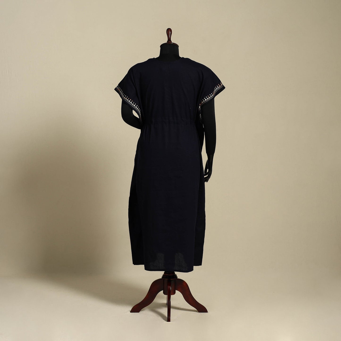 Black Bengal Kantha Hand Embroidery Cotton Kaftan (Long) 