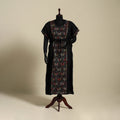 Black - bengal kantha hand embroidery cotton kaftan (long)