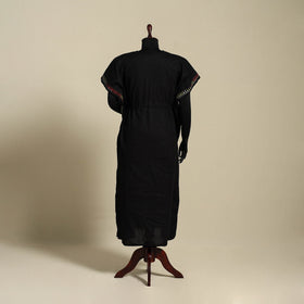 Black - bengal kantha hand embroidery cotton kaftan (long)