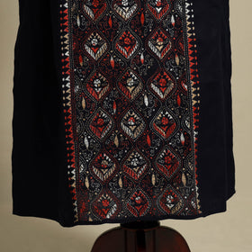 Black Bengal Kantha Hand Embroidery Cotton Kaftan (Long) 