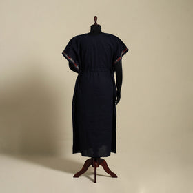 Black Bengal Kantha Hand Embroidery Cotton Kaftan (Long) 