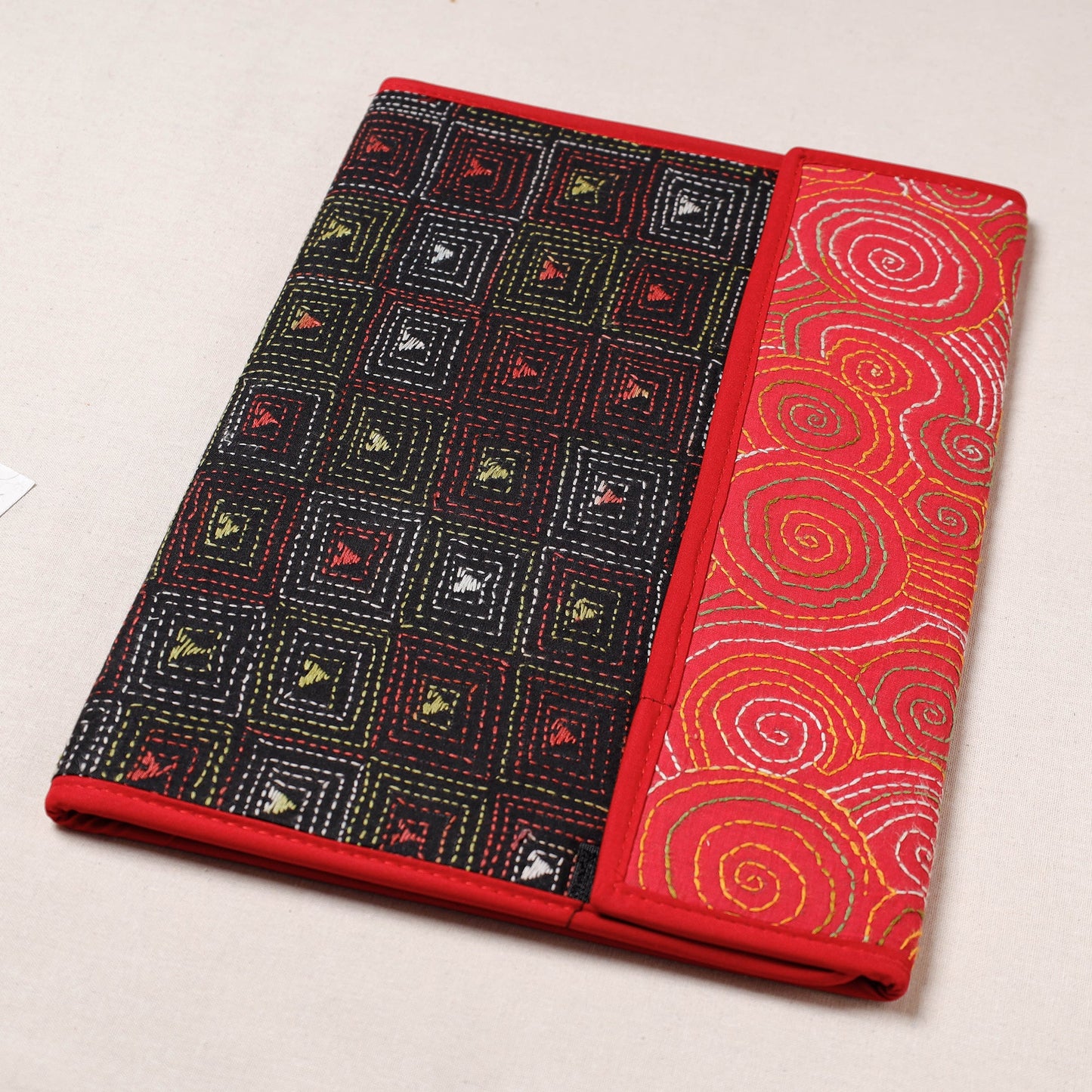 Black Bengal Kantha Work Handcrafted File Folder 