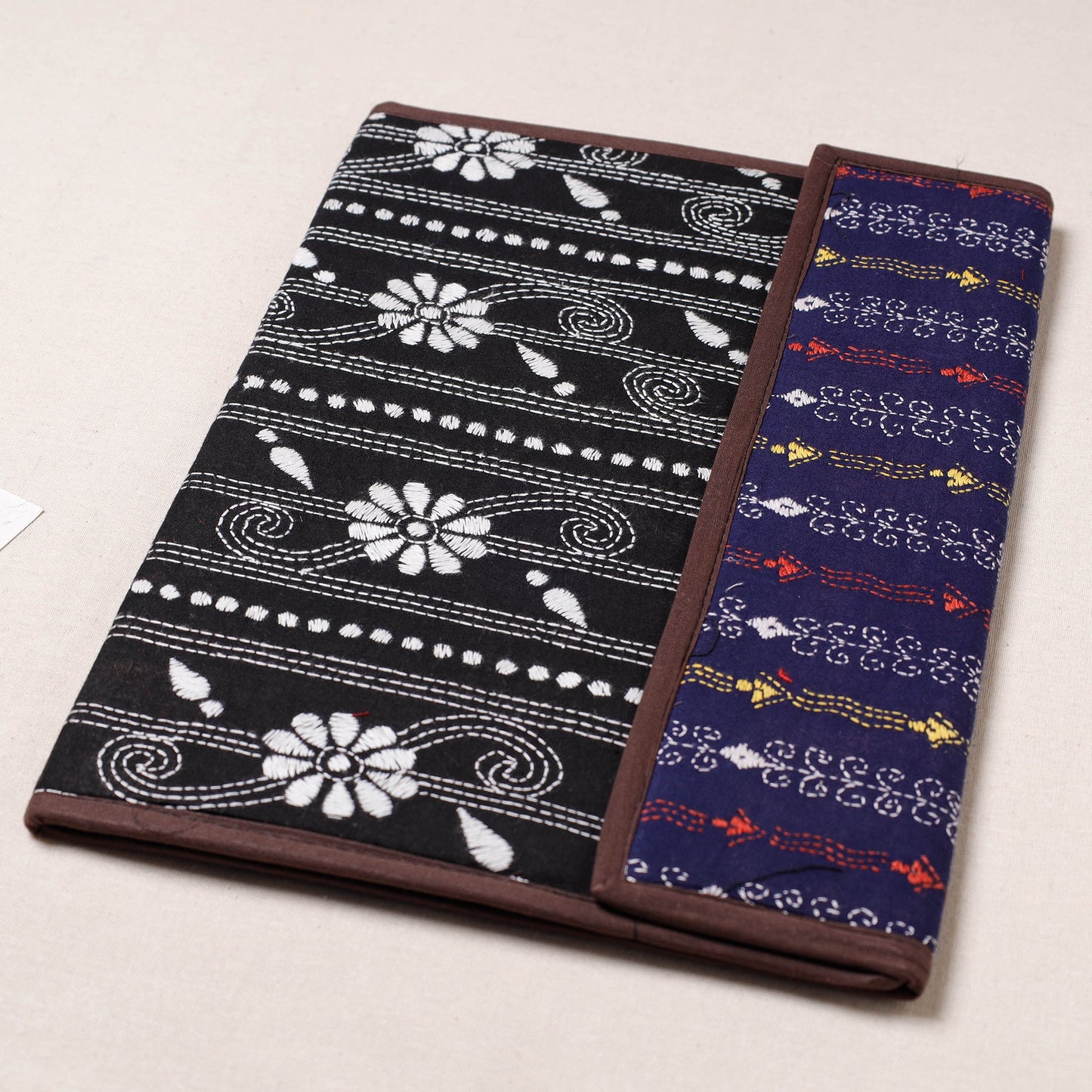Black Bengal Kantha Work Handcrafted File Folder 