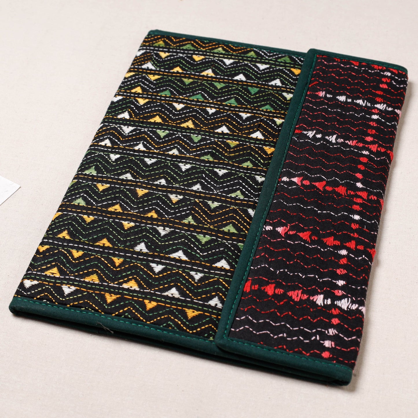 Black Bengal Kantha Work Handcrafted File Folder 