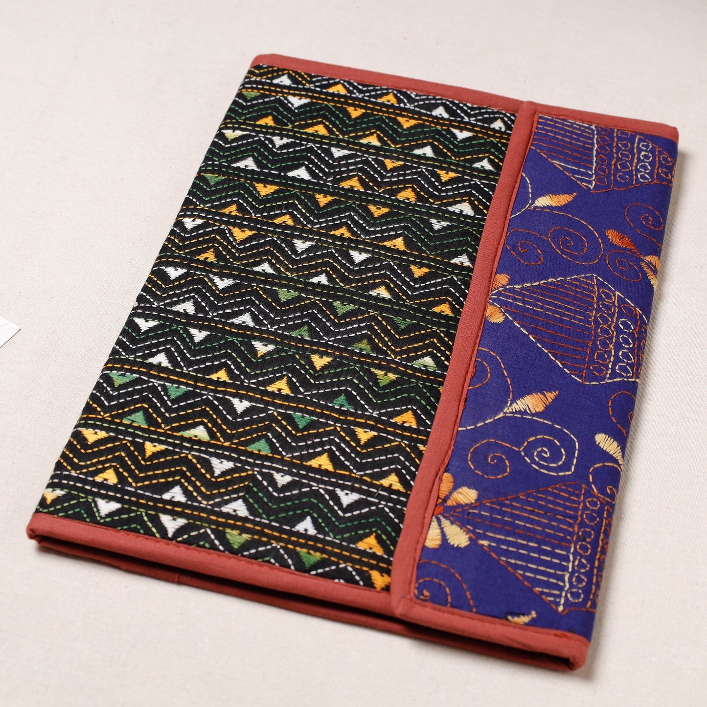 Black Bengal Kantha Work Handcrafted File Folder 