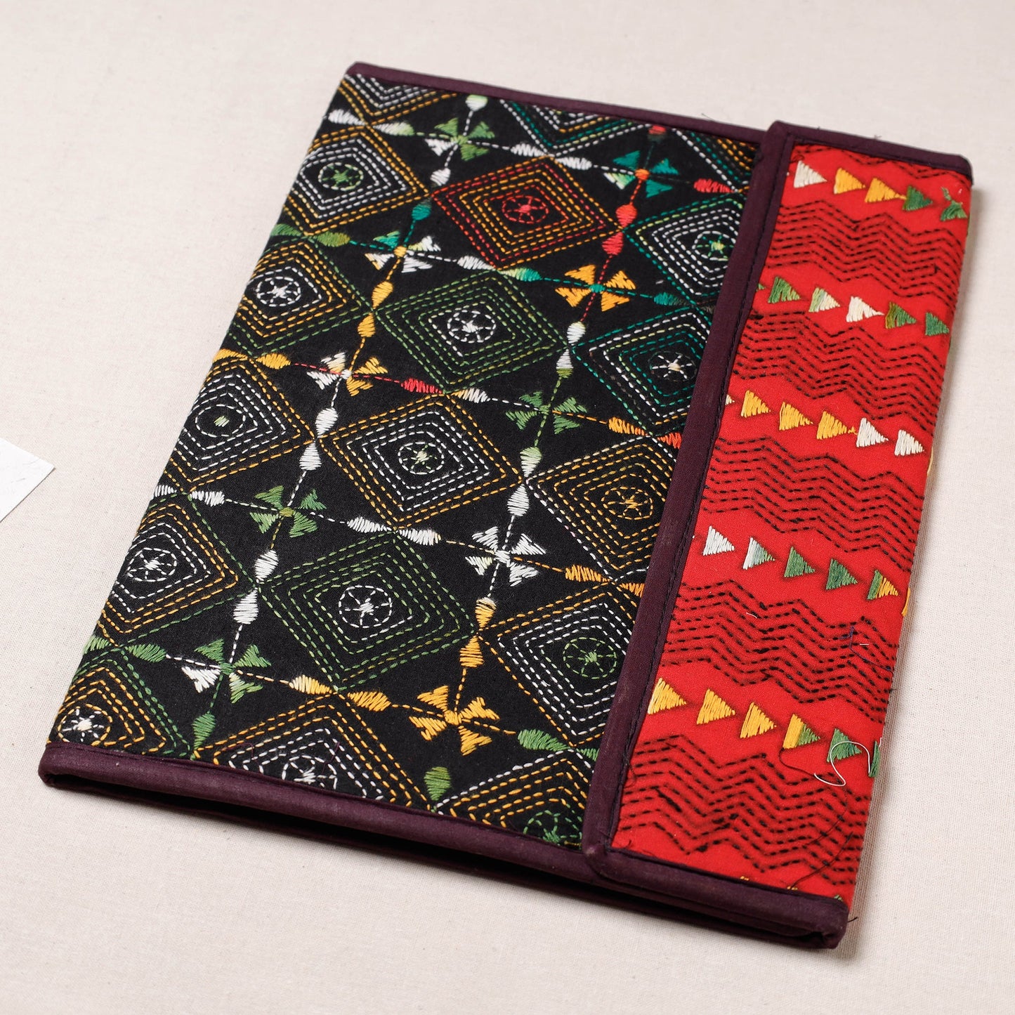 Black Bengal Kantha Work Handcrafted File Folder 