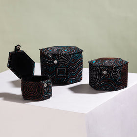  Bengal Kantha Work Handcrafted Hexagon Jewelry Box (Set of 3) 