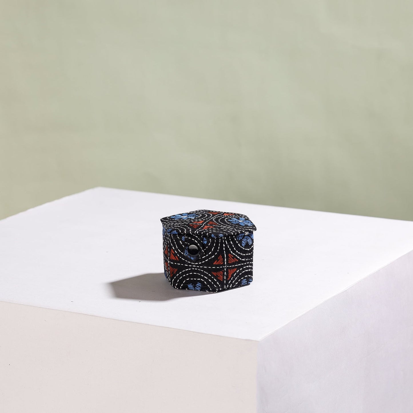  Bengal Kantha Work Handcrafted Hexagon Jewelry Box (Set of 3) 