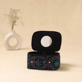 Bengal kantha work handcrafted jewellery box with mirror 04