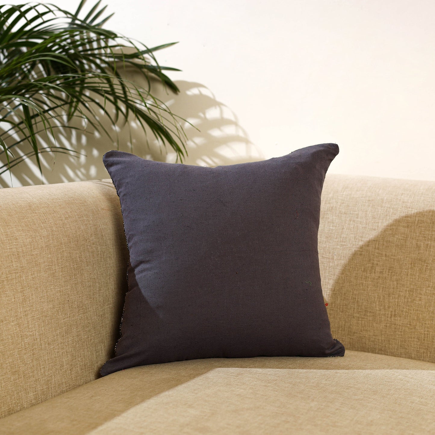 Buy Black Bengal Kantha Work Reversible Silk Cushion Cover