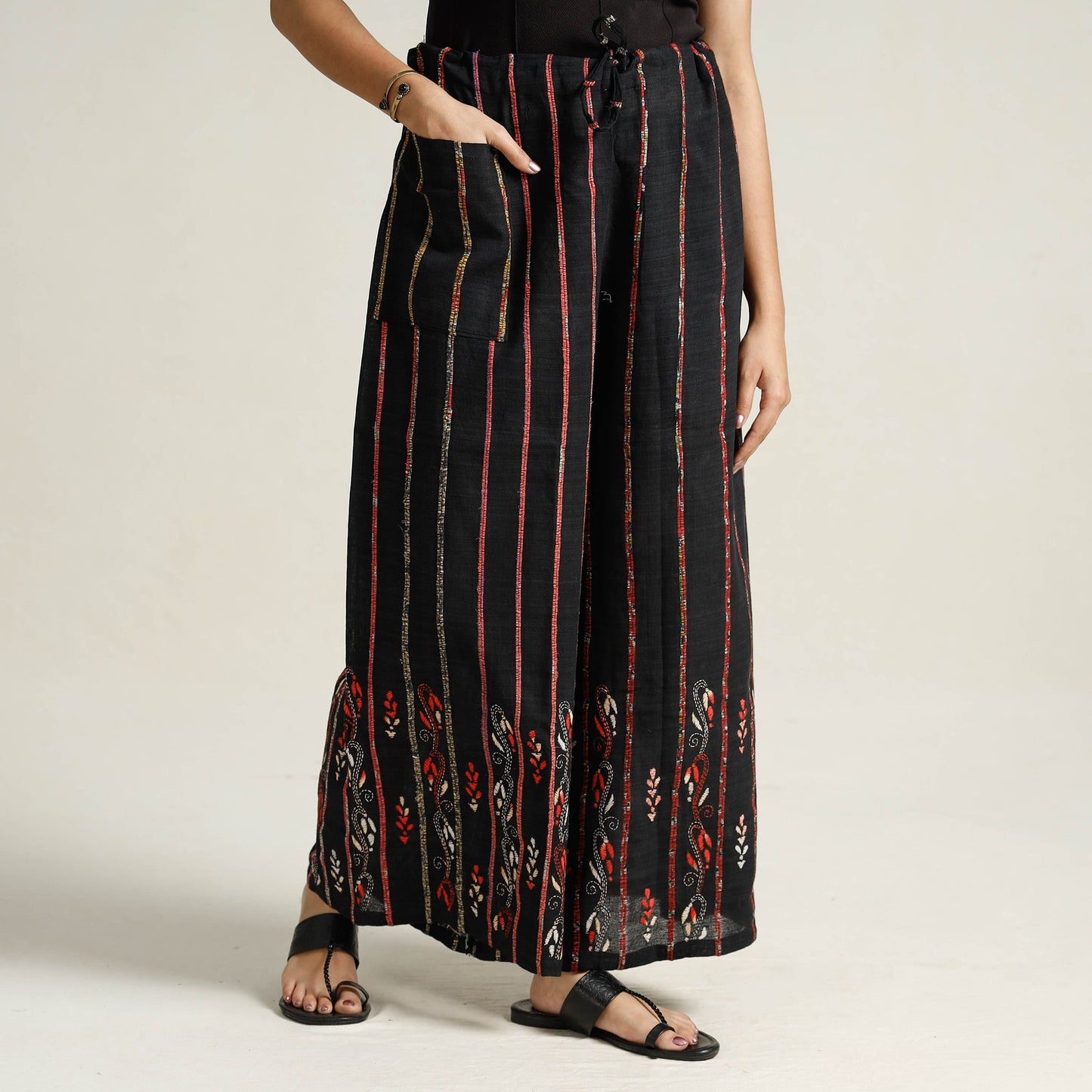 Bengal Khesh Weaving Cotton Kantha Embroidery Palazzo