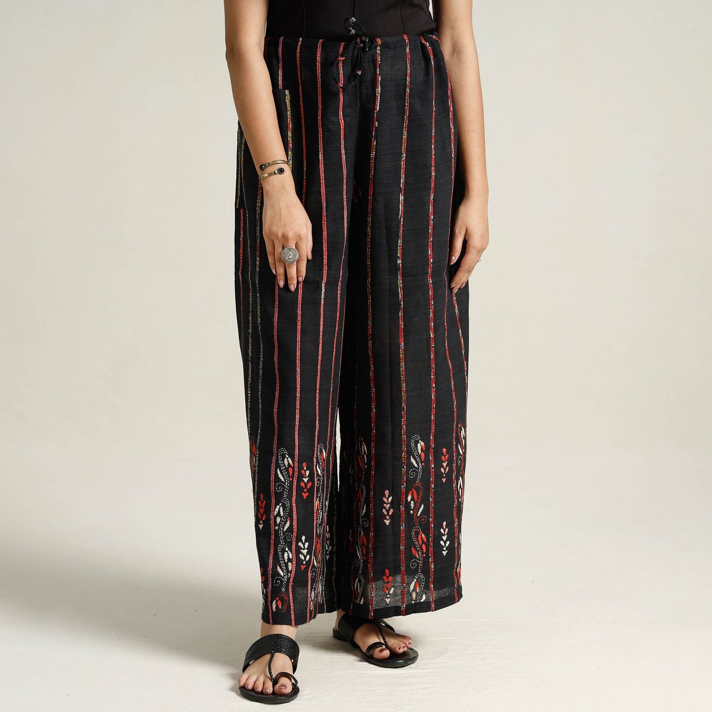 Bengal Khesh Weaving Cotton Kantha Embroidery Palazzo