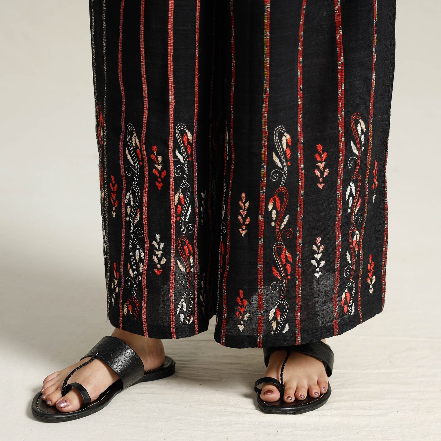 Bengal Khesh Weaving Cotton Kantha Embroidery Palazzo