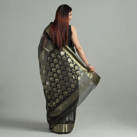 Black - bengal pure cotton zari tant handloom saree 71