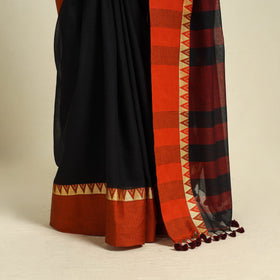 Buy Black Bengal Woven Border Handloom Cotton Saree