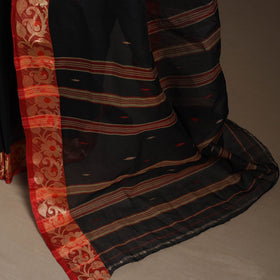 Black - bengali tant saree with matching jewellery & blouse