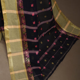 Black - bengali tant saree with matching jewellery & blouse