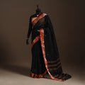 Black Bengali Tant Saree with Matching Jewellery & Blouse