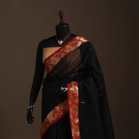Black Bengali Tant Saree with Matching Jewellery & Blouse