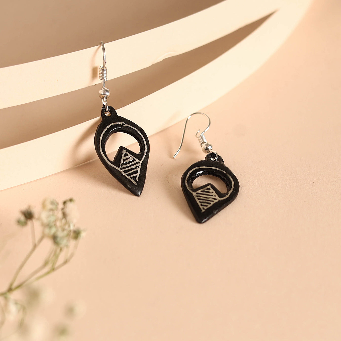  Bidri Work Pure Silver Inlay Earrings