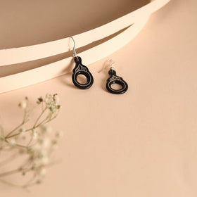 Black - bidri work pure silver inlay earrings 04