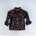 Black Bindaas Block Art Printed Cotton Kids Full Sleeve Shirt